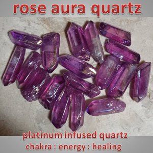 🔥3/$20 ONE Rose AURA QUARTZ crystal stone rock point  CHAKRA - healing PLATINUM